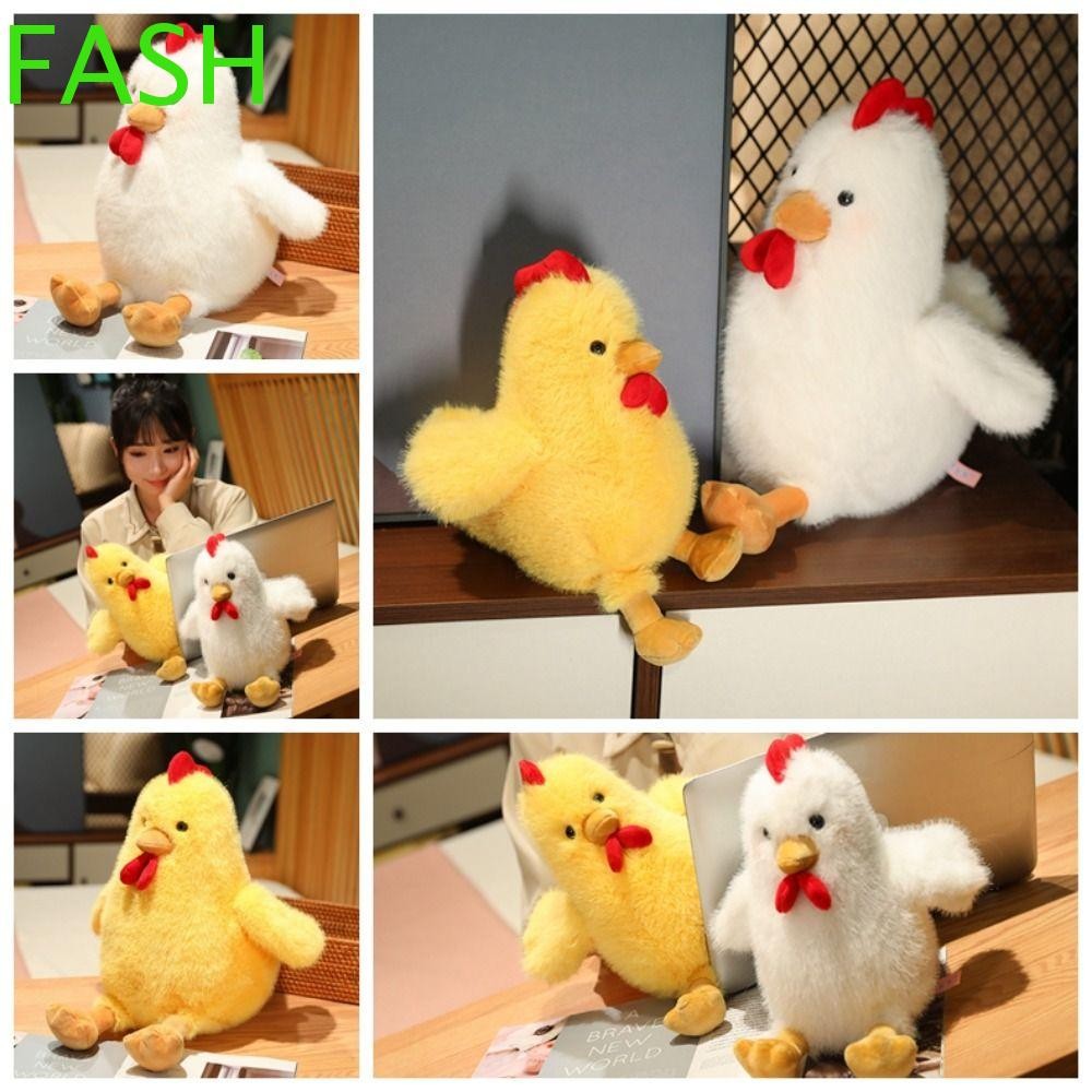 Fash ไก่ของเล่นตุ๊กตา, สีขาว/สีเหลืองตุ๊กตาสัตว์ Chick ตุ๊กตาตุ๊กตา, ของขวัญเด็กสมจริงดูหมอนนุ่มการ์ตูน Rooster Plushies ของขวัญวันเกิด