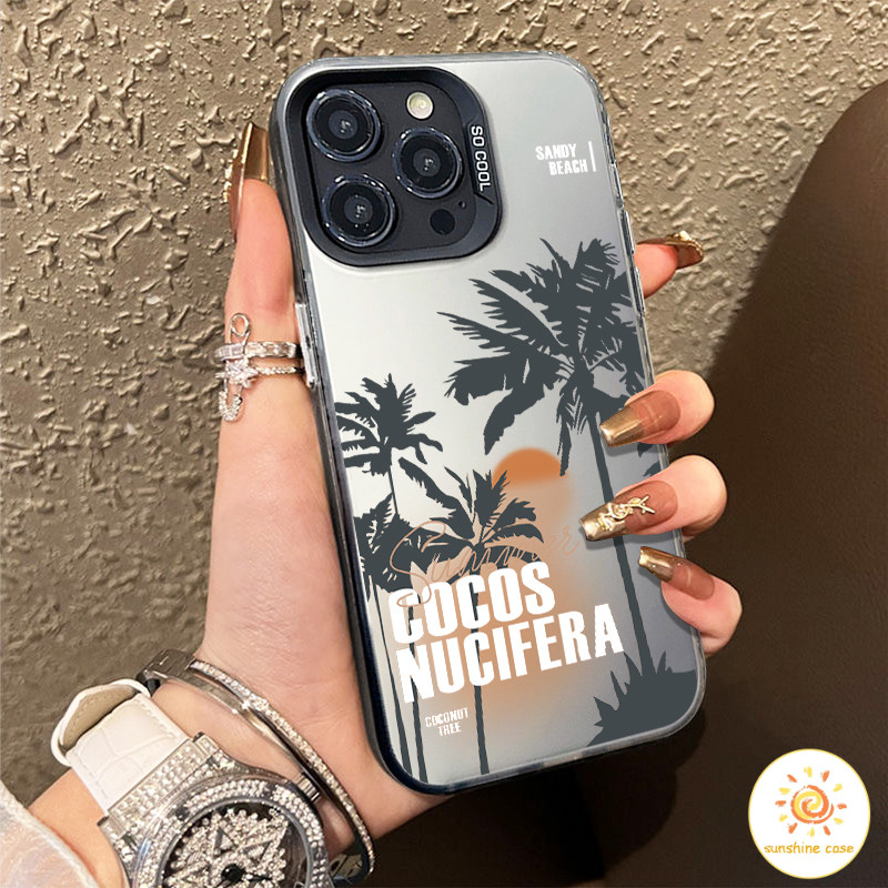 GOOD เคส iPhone เคสมือถือลายต้นมะพร้าวสวยๆ ไอโฟน11 For iPhone12 13 14 15 16Pro MAX X XS XR XS 6 7 8Plus SE2020