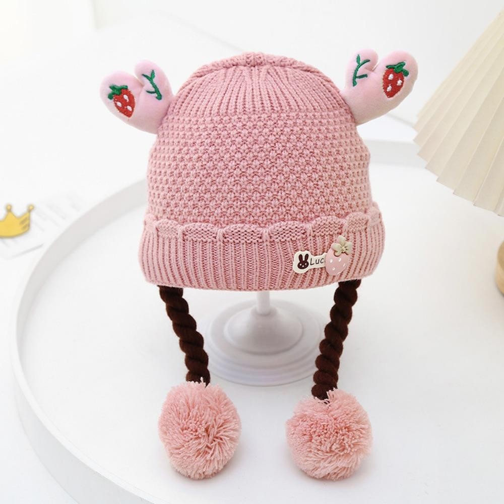 ปิตาชิโอ หมวกสวมหัว, ถักหนา ฝากระโปรง หมวก, วิกผม ผมเปีย ฤดูหนาวที่อบอุ่นทารกแรกเกิดป้องกันหูหมวกกลางแจ้ง