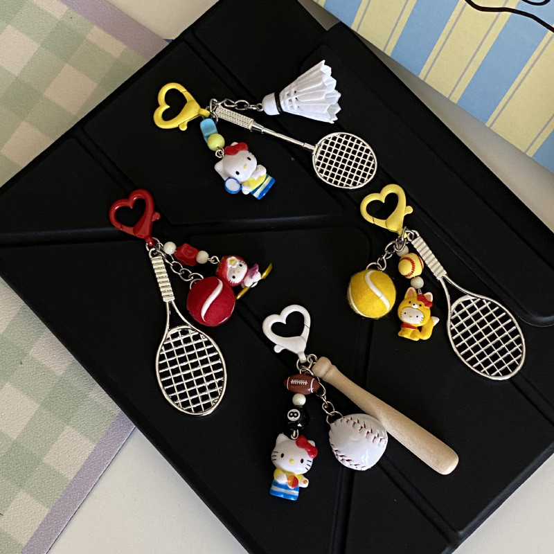 Yx Niche Retro Rugby Black 8 Ping Pong พวงกุญแจสี Clash เทนนิสน่ารักการ์ตูนจี้ของขวัญ