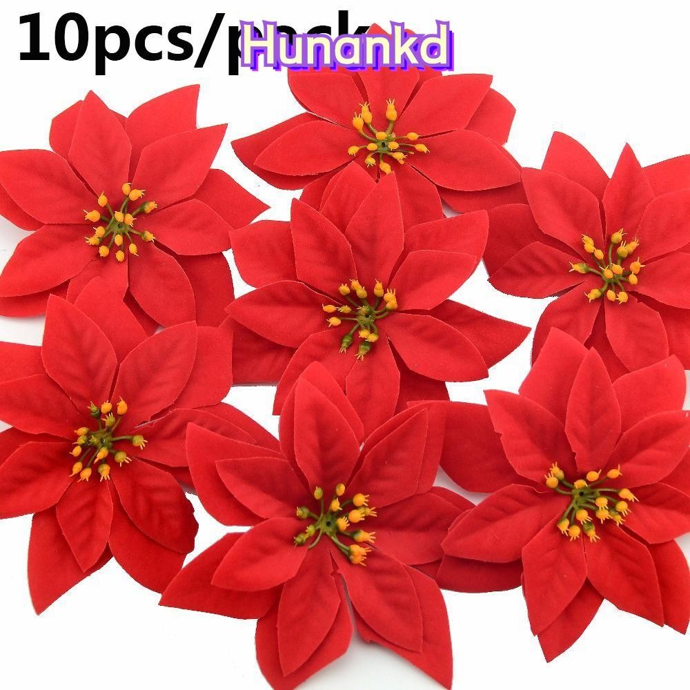 Huan 10 ชิ้น 14 ซม.ต้นคริสต์มาสดอกไม้ตกแต่งบ้านงานแต่งงานโปรดปรานประดิษฐ์ตกแต่ง Glitter เครื่องประดับ