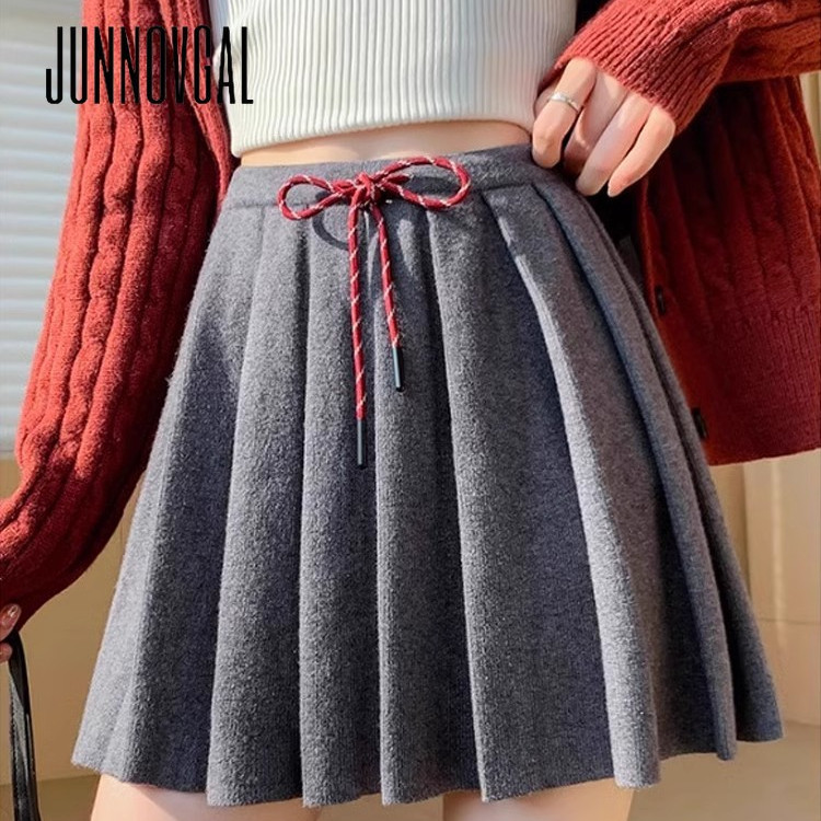 Junnovgal ผู้หญิงกระโปรงมินิจีบ A-Line 2024 สไตล์ใหม่ Nipped เอว