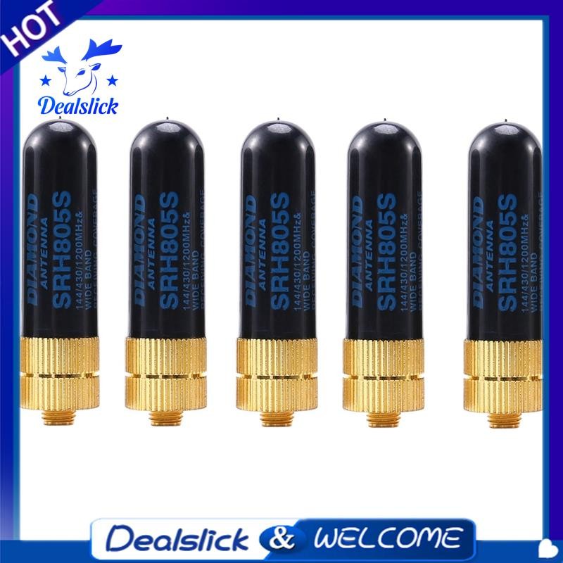 Dealslick5PCS/LOT Dual Band UHF+VHF SRH805S SMA เสาอากาศหญิงสําหรับ uv-5r BF-888s uv-82 uv-5RA uv-5re TK3107 2107 10W 144/430MHz