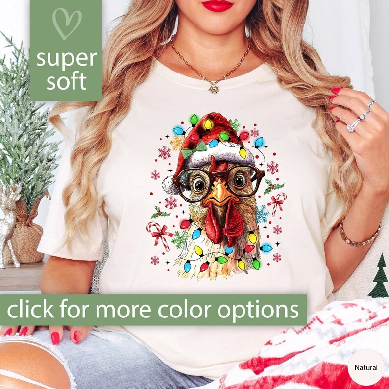 Funny Christmas Chicken Shirt Gift for Chicken Lover, Chicken Tshirt for Chicken Lover Gift, Christm