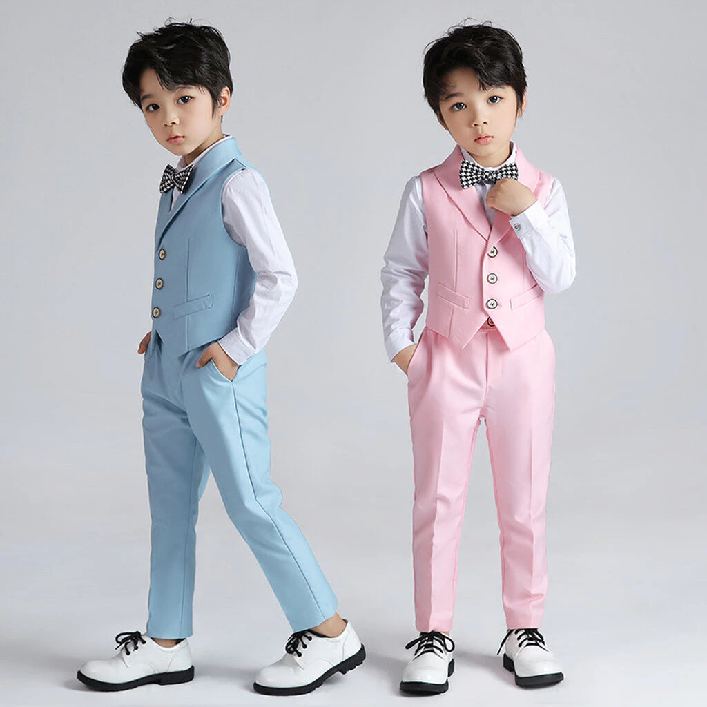 Bset0127- ชุดสูทเด็กชาย 3ชิ้น ทรงสวยดูดี เนื้อผ้าสวยหรู มีเสื้อกั๊ก+กางเกง+โบว์ ขนาดชุด +ดูเพิ่ม ในรายละเอียด สำหรับอ...