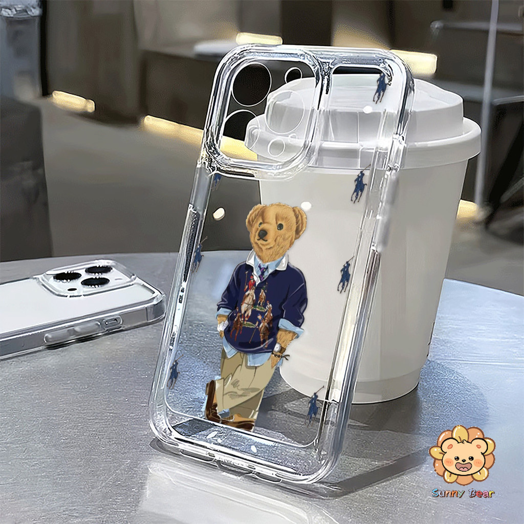 สําหรับiphone 16 Pro Max หมี Polo จาก Ralph Lauren 15 14 XR 13 11 12 Pro Max 8 7 6 6S Plus X Xs Max Se 2020 13 12 11 Simpleขั้นสูงโปร่งใสTpuเคสโทรศัพท์
