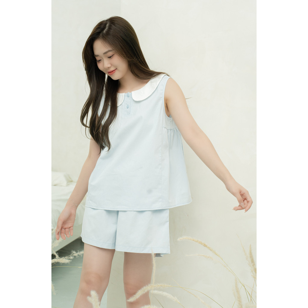 BAE MALI - ชุดเสื้อกล้ามผ้าฝ้ายคอปกบัว SP486