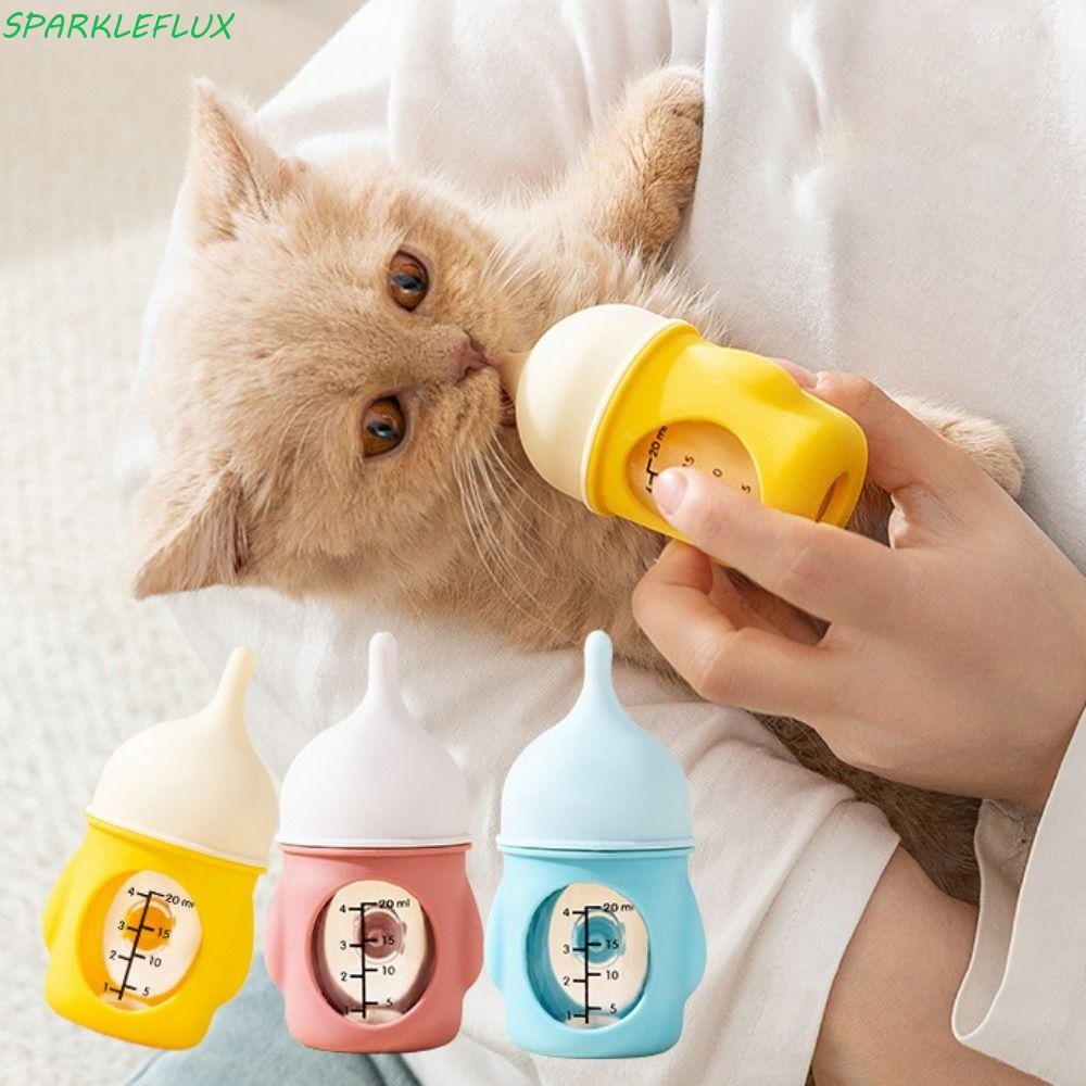 ประกายไฟ ขวดจุกนมลูกแมว,20/80มล ซิลิโคนป้อนนมลูกสุนัข,ต้านทานกัดป้องกันการสําลักด้วยขนาดขวดนมลูกแมวสําหรับลูกแมวลูกสุน