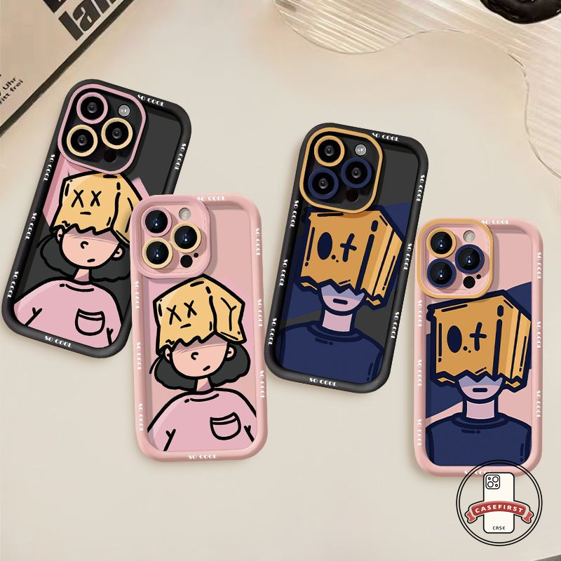 การ์ตูนกล่องเด็กผู้ชายคู่รักนุ่ม เคส Samsung A14 A15 A05s A21s A54 A04 A05 A34 A52 A13 A03 A53 A12 A50 A24 A02s