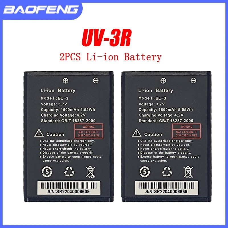 Baofeng UV3R Battery Walkie Talkie 1500mAh BL-3 Bateria Baofeng Rechargable Batteries for BF-R5 BF-C