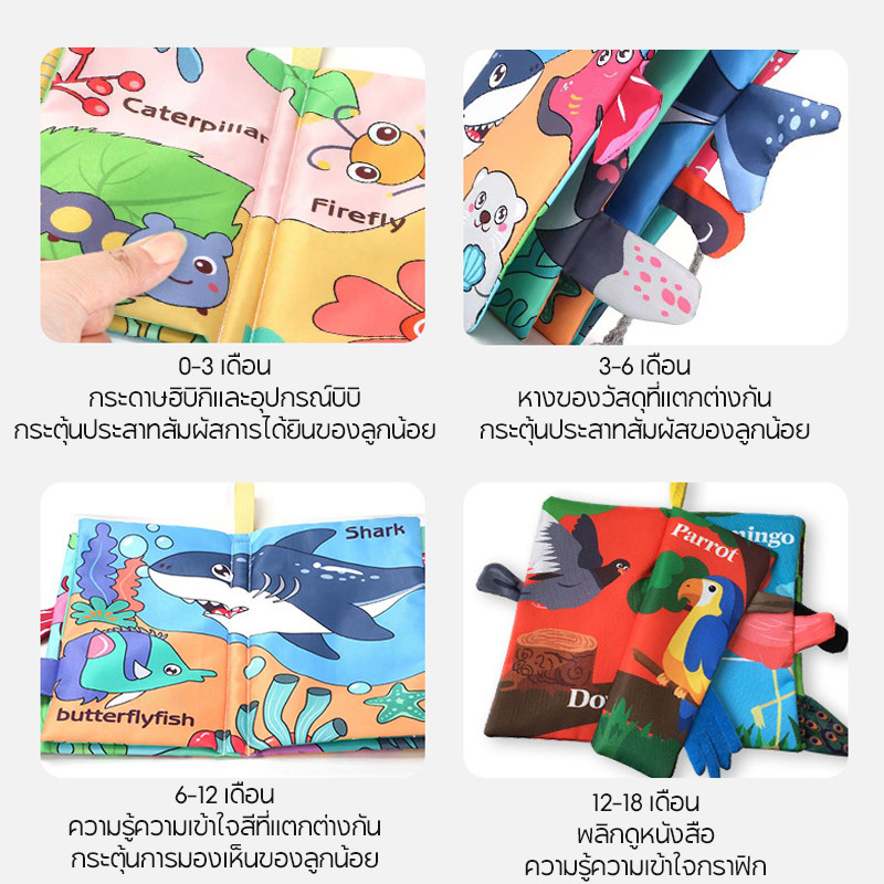 หนังสือผ้า​สำหรับเด็ก​ หนังสือผ้า3D หนังสือเด็ก นิทานผ้า เสริมสร้างพัฒนาการ หนังสือผ้าหัดจับ - 4