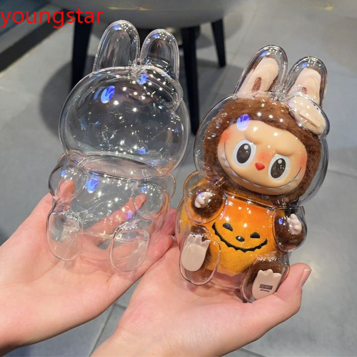 1 PC ป้องกันอะคริลิคกรณีสําหรับ Labubu V2 โปร่งใสแบบพกพาสาย Organizer กล่องกรณี