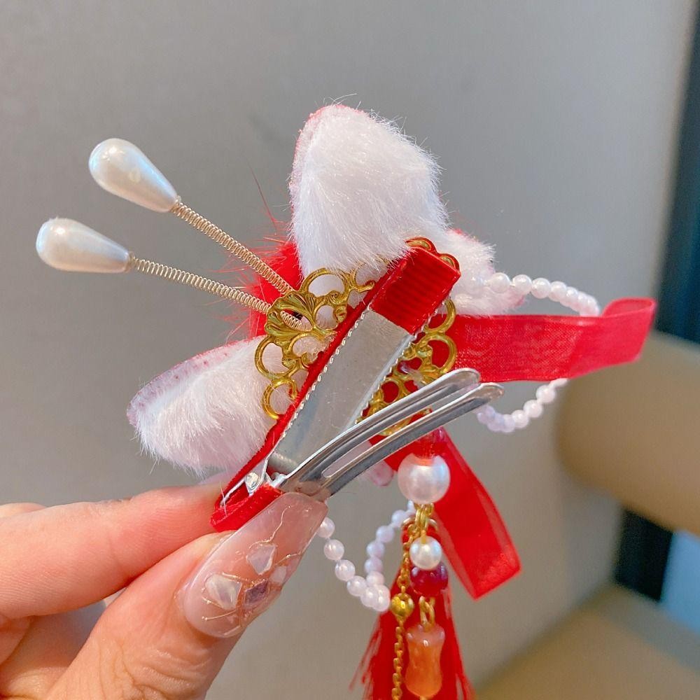 กิ๊บน่ารักสำหรับเด็ก แบบจีน Hanfu Headwear ลายดอกไม้และตัวละครตามประเพณี เพื่อสวมใส่ในเทศกาลปีใหม่ - รูปที่ 3