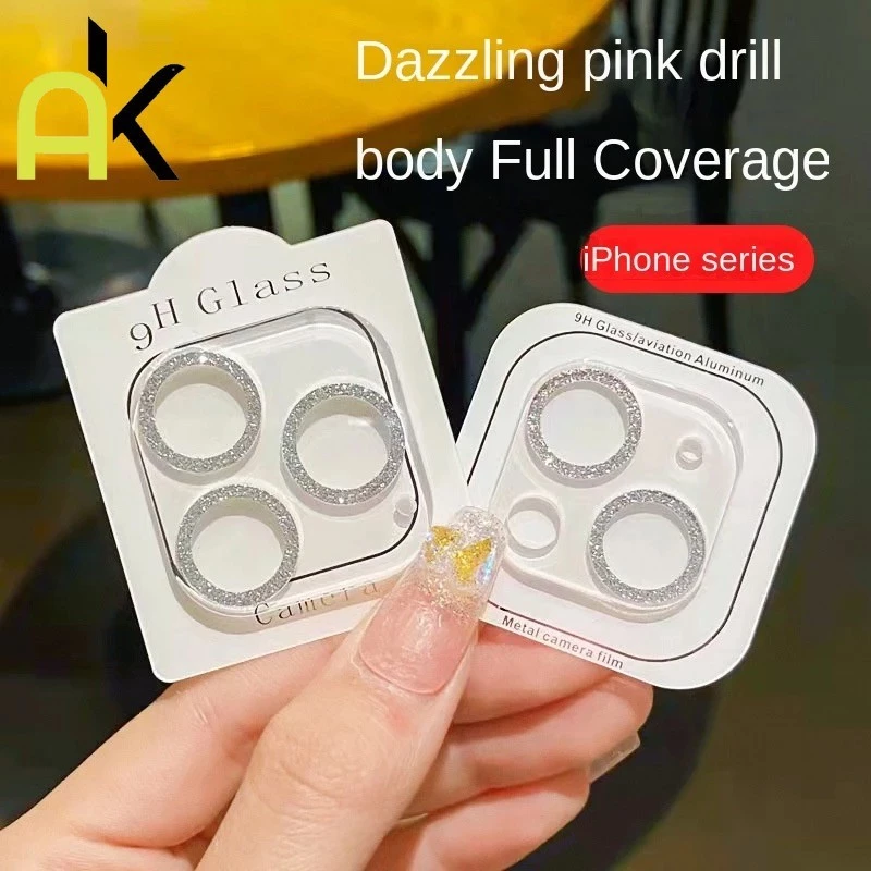AK เพชรแฟลชฟิล์มกล้องไอโฟนรุ่นใหม่ ฟิล์มกระจกเลนส์กล้อง สำหรับ for iphone 17 16 11 13 12 14 15 Pro Max 13 12 Mini