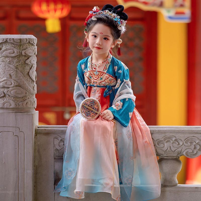 เด็กผู้หญิง Hanfu ฤดูใบไม้ผลิฤดูใบไม้ร่วงสไตล์เด็กโบราณ High-End Super Sennational สไตล์ Jumpsuit