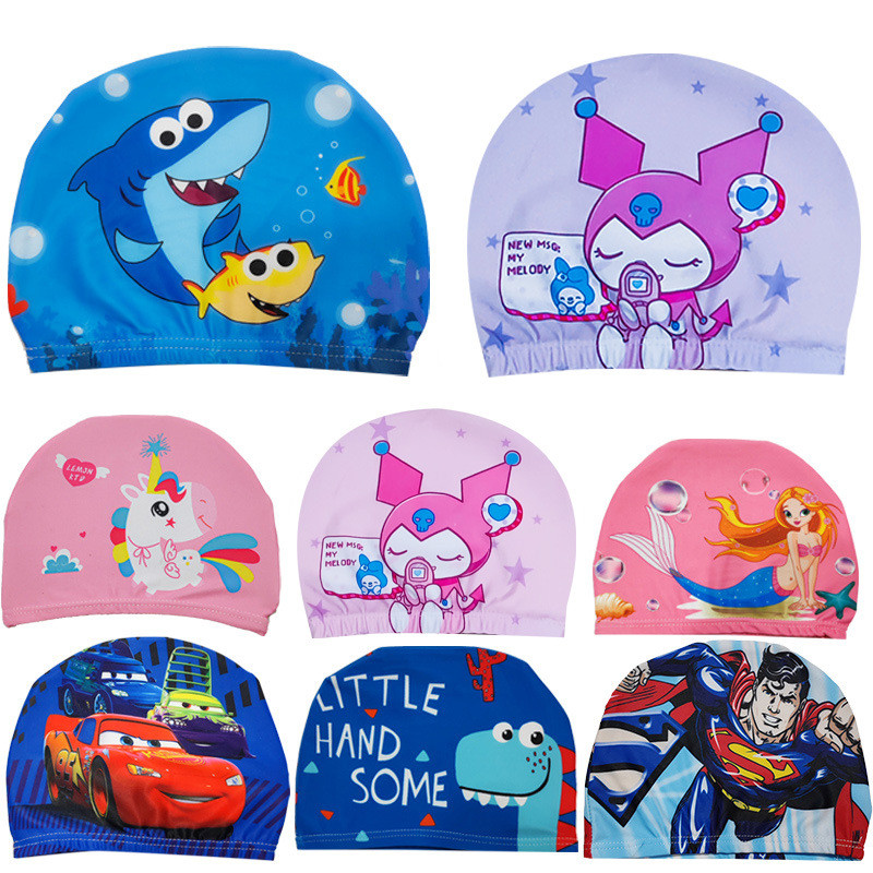 เด็กหมวกว่ายน้ําตาข่ายหมวกว่ายน้ําลายการ์ตูน 1-7 ปี swimming cap#