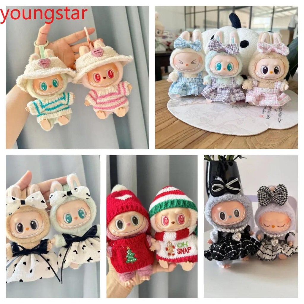 Mini ตุ๊กตาตุ๊กตาเสื้อผ้าชุดอุปกรณ์เสริมเกาหลี Kpop Exo Labubu Idol V1 V2 Overalls เสื้อผ้าของขวัญแฟชั่น