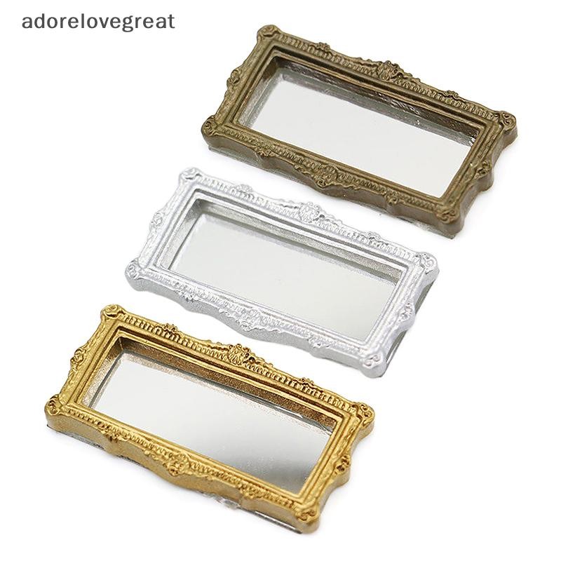 Alt 1:12 Dollhouse Miniature กระจก Vintage Square แกะสลักกระจกเฟอร์นิเจอร์ตกแต่งของเล่นตุ๊กตา House อุปกรณ์เสริม DRG
