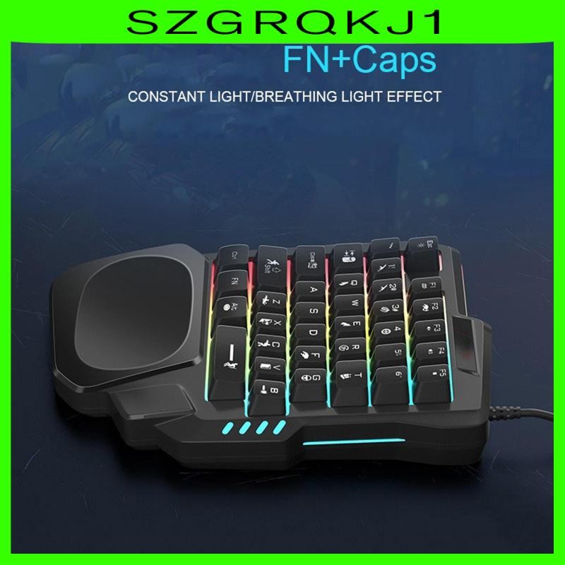 [szgrqkj1] คีย์บอร์ดเกมแป้นพิมพ์สําหรับเล่นเกม 35 คีย์มือเดียวขนาดเล็ก RGB Ergonomic ส่วนที่เหลือข้อมือกลสําหรับวิดีโอเกมแท็บเล็ตแล็ปท็อ