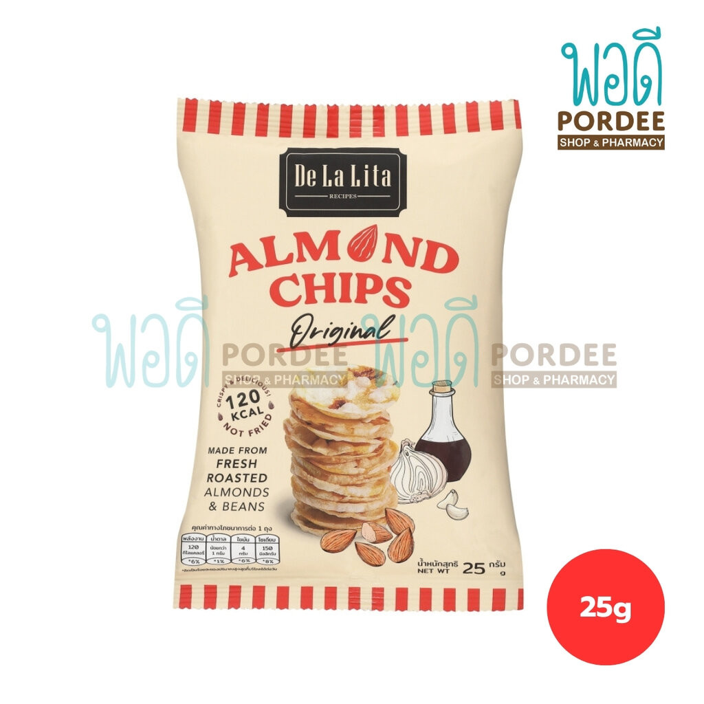 DeLaLita Almond Chips ขนมข้าวและอัลมอนด์อัดแผ่น (ดั้งเดิม) 25 กรัม