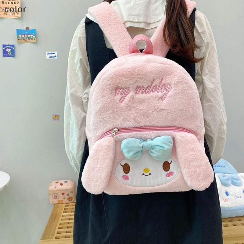 [สี] Sanrio Kuromi Cinnamon Dog Melody การ์ตูนตุ๊กตาน่ารักกระเป๋าเป้สะพายหลังผู้หญิงแฟชั่นกระเป๋าใบเล็กสไตล์ญี่ปุ่นกระเป๋านักเรียนนักเรียน TH