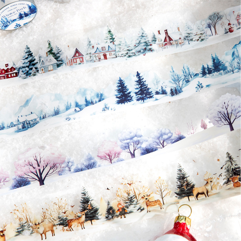 ไดลี่|Winter Paradise PET Tape Winter Landscape Sticker Handbook DIY วัสดุตกแต่งรอบสติกเกอร์คู่มือสติกเกอร์เทป