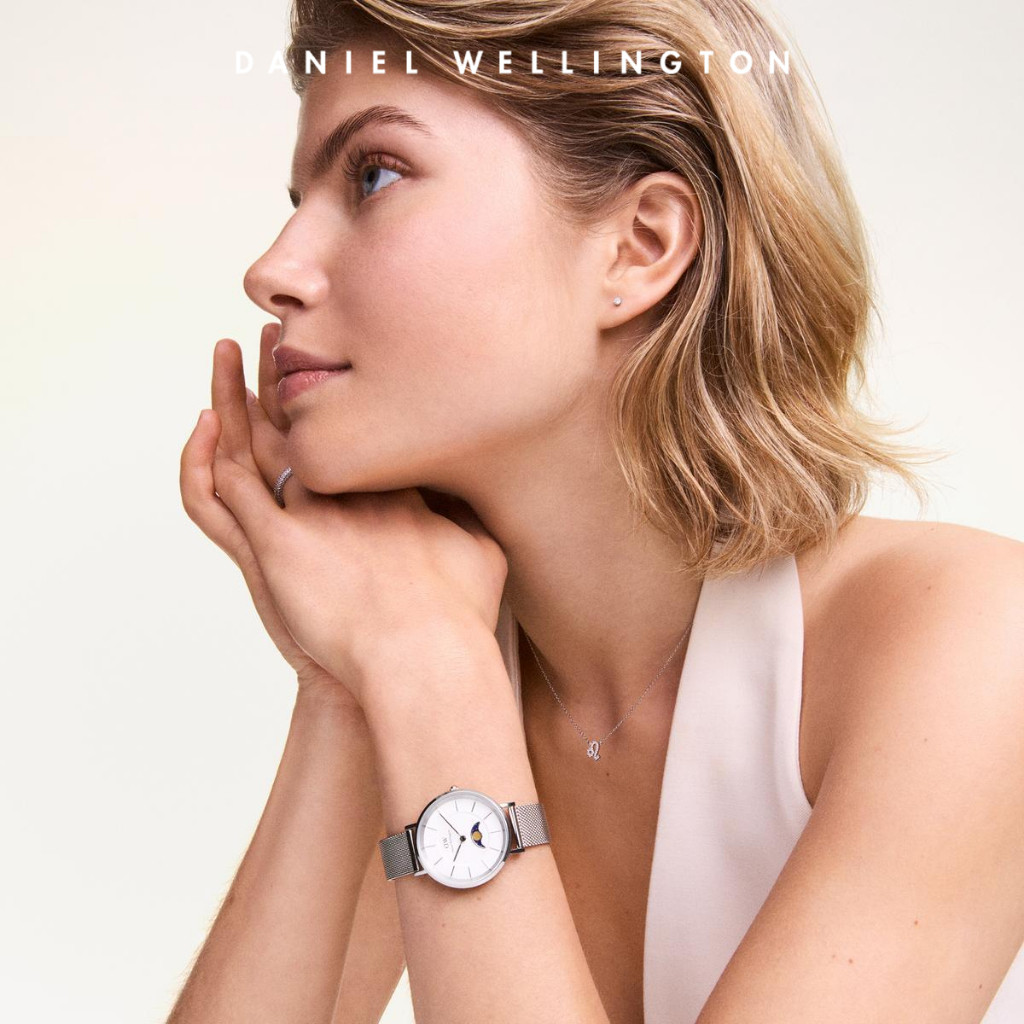 Daniel Wellington นาฬิกาข้อมือ Petite Lune 32mm Sterling Silver White - Moonphase Dial