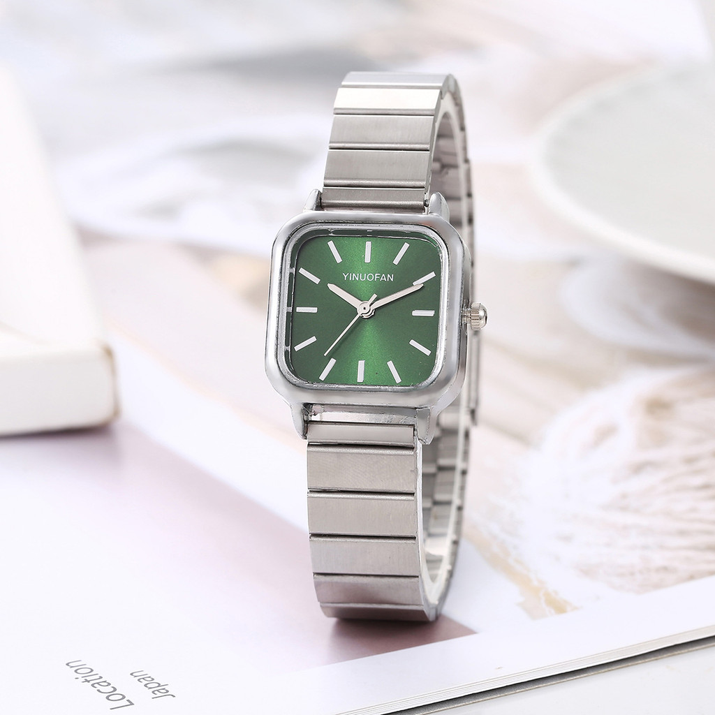 นาฬิกาผู้หญิง: เรียบง่าย, ขั้นสูง, เข็มขัดเหล็กปรับได้, สี่เหลี่ยม, นาฬิกาควอตซ์ผู้หญิง