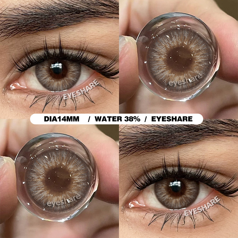 [อํานาจ 0.00 ~ 6.00]อายชา 1 คู่คอนแทคเลนส์ธรรมชาติสายตาสั้นสีน้ําตาลตาเลนส์สีเทาเลนส์ความงามรายปีนักเรียน