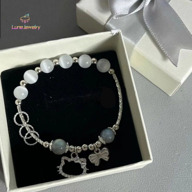 COD สร้อยข้อมือ Katie Grey Moonlight Bow,สร้อยข้อมือสำหรับคู่รัก,สร้อยข้อมือลูกปัดทำด้วยมือ-Lune ราคา ถูกที่สุด ดีลบีเคเค รูปภาพหลัก