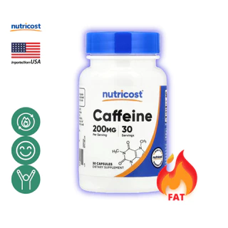 นูทรีคอสท์ คาเฟอีน 200 mg x 30 เม็ด เอสเปรสโซ กาแฟ Nutricost Caffeine DSCT /กินร่วมกับ แคลเซียม ซีแอลเอ กาซีเนีย อาร์...