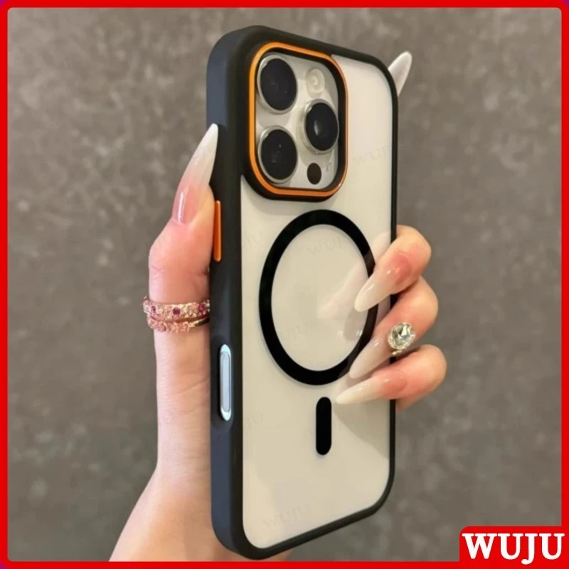 Wuju หรูหราแม่เหล็กไร้สายชาร์จโปร่งใสเคสโทรศัพท์สําหรับ iPhone 17 16 15 14 13 12 11 Pro Max Plus Air เคสโทรศัพท์ฝาครอบใส
