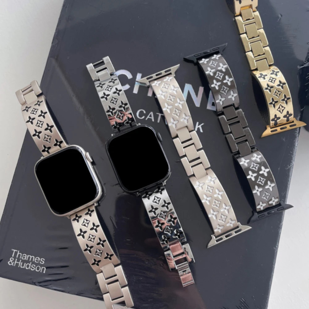 สแตนเลสสตีลผู้หญิงสําหรับ Apple Watch Ultra 3/2 49 มม.S11/10 46 มม.สําหรับ iWatch Series 9 8 7 6 5 4 Se 45 44 41 40 38 มม.สร้อยข้อมือ
