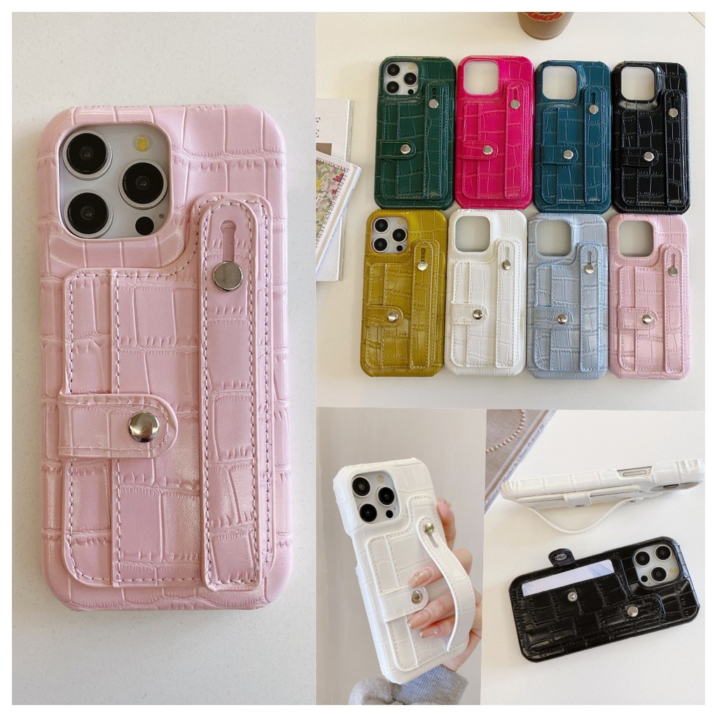 SAMSUNG สายรัดข้อมือหนังผู้ถือบัตรสําหรับsamsung S25 Edge S24 Ultra S23 Fe S22 S21 Plus S25ultra S24ultra S24fe S23fe S25plus S24plusฝาครอบโทรศัพท์ป้องกัน
