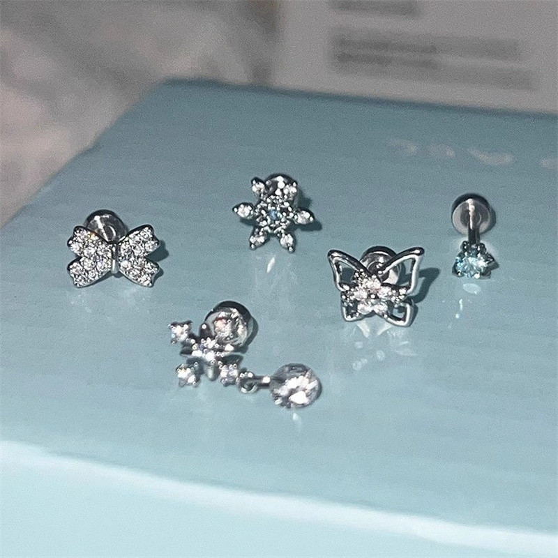 ต่างหู Earbone ดอกทานตะวันผีเสื้อ Rhinestone สําหรับผู้หญิง