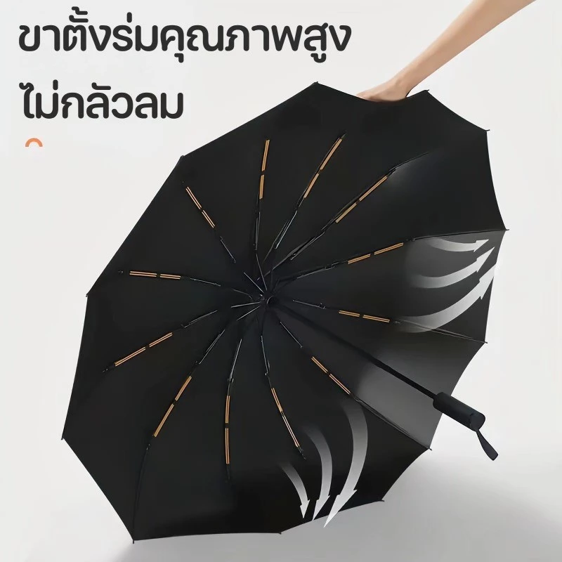 ร่มพับพกพา อัตโนมัติ กันฝน-กัน UV สีพื้น เบาบาง thumbnail 6