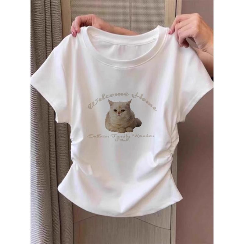 [จัดส่งจากกรุงเทพ] เสื้อใส่ให้ดูผอม  เสื้อน่ารักๆมินิมอล  เสื้อยืดเซ็กซี่  เสื้อผ้าน่ารักๆสไตล์เกาหลี  เสื้อยืดไฮโซดูแพง - รูปที่ 3