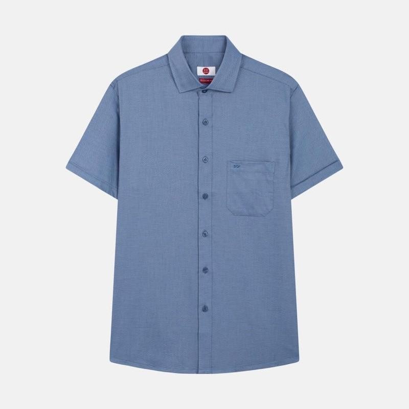 เสื้อเชิ้ตผู้ชาย SHINKO Premium MR014-NV ผ้าคอตตอน ลายธรรมดา สีกรมท่า Regular Fit