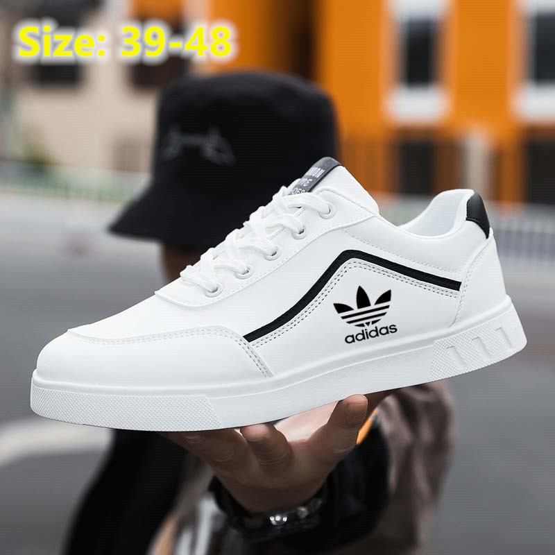 พร้อมสต็อก รองเท้า ผู้ชาย ขนาด 39-48 ขนาดใหญ่รองเท้าผู้ชายรองเท้าผ้าใบลําลองหนังรองเท้าอินเทรนด์รองเท้าสีดําซูเปอร์ไฟสีขาว รองเท้ารองเท้าผ้าใบ