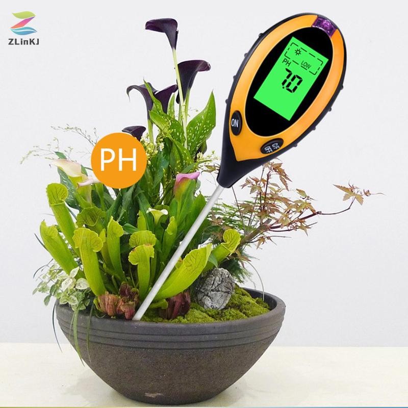 Zlinkj ดิน Ph Meter เครื่องทดสอบดิน Ph Moisture Meter อุณหภูมิแสงแดดการวัดความเข้มการวิเคราะห์การทดส