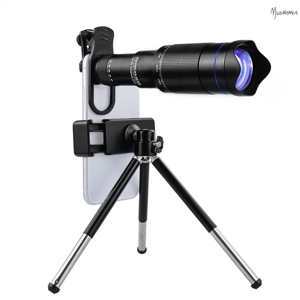 ชุดเลนส์เทเลโฟโต้โทรศัพท์มือถือ 40X พร้อมคลิปเลนส์ + ที่วางโทรศัพท์ + ขาตั้งกล้องขนาดเล็กแบบยืดได้ + เลนส์กล้องระยะไกล Muswn-1