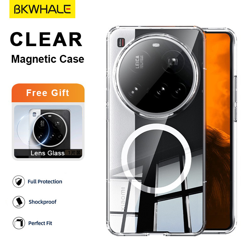 BKWHALE Magnetic Clearเคสโทรศัพท์สําหรับXiaomi MI 15 Pro 15 Ultra 14 Pro 13 Ultra PC Anti-Fallปลอกโปร่งใสAnti-สีเหลืองกันกระแทก