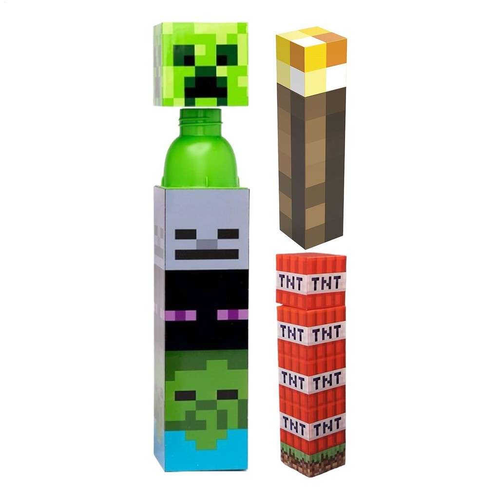 Minecraft ขวดน้ํา 650ml เกมถ้วยดื่มทนความร้อนสไตล์พิกเซล Leakproof แบบพกพา Hydration Supplies herazth