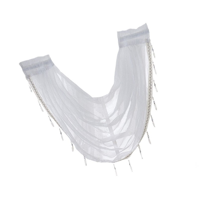 WER Elegant Laces น้ําตกหน้าต่าง Valance ลูกปัดพู่ลูกปัดปัก Valance