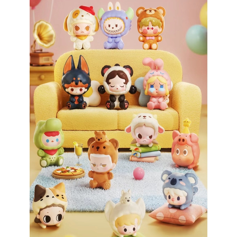 Popmart POP BEAN Animal Pajama Party Series Mini Beans15 ชิ้นNo Clear Box