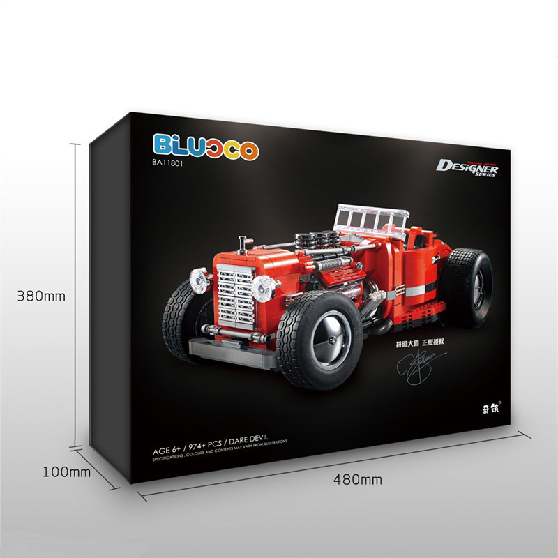 Qizhu รถคลาสสิกที่เข้ากันได้กับเลโก้ที่ไม่ได้พิมพ์ออกมาแทรกการตกแต่งบล็อกของเล่นเด็กของขวัญวันเกิด