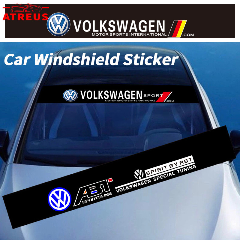 Volkswagen สติ๊กเกอร์ ติดรถ สติ๊กเกอร์บังแดด สติกเกอร์รูปลอก กันน้ํา สําหรับติดตกแต่งกระจกหน้ารถยนต์ บังแดดรถยนต์ กันร้อน สําหรับ VW Volkswagen Polo Golf mk6 mk3 mk7 mk5 Scirocco Beetle Passat T5