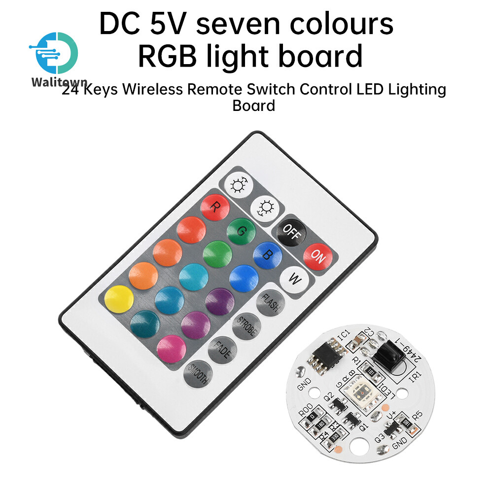 DC5V สีสัน RGB Light Board 24 คีย์รีโมทคอนโทรลไร้สายสวิทช์ควบคุม LED Light Source Board