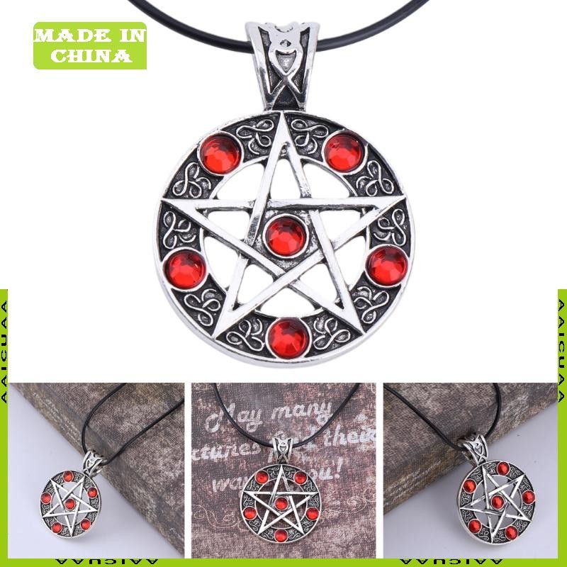 AA 1 ชิ้นแฟชั่น Invert Pentacle Pentagram Star Pewter จี้คอสเพลย์สร้อยคอใหม่