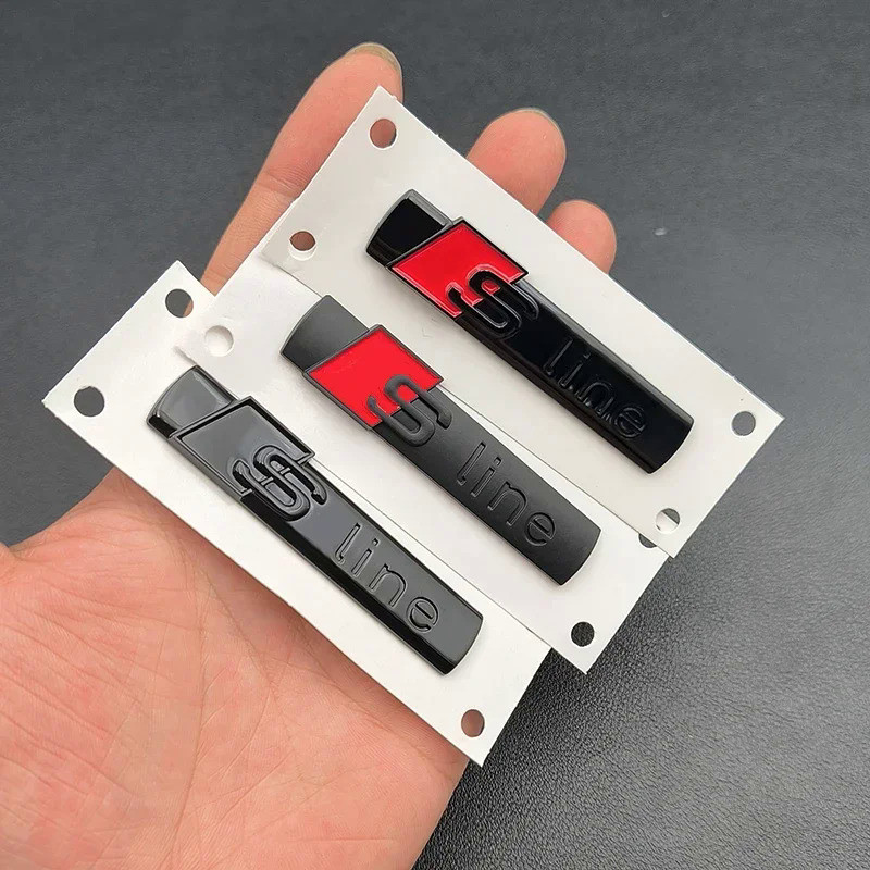 2Pcs 3D ABS Chrome Black Sline Logo SLine Emblem Car Fender Badge For Audi A3 A4 A5 A6 A7 Q2 Q5 Q7 Q